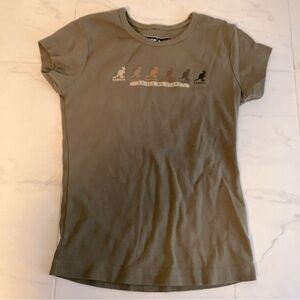 Kangol ladies short sleeve T-shirt. Khaki color. United we stand. EUC!